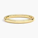 2mm Comfort Fit Wedding Ring in yellow gold — top view