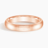 Matte Comfort Fit 4mm Wedding Ring in rose gold — top view