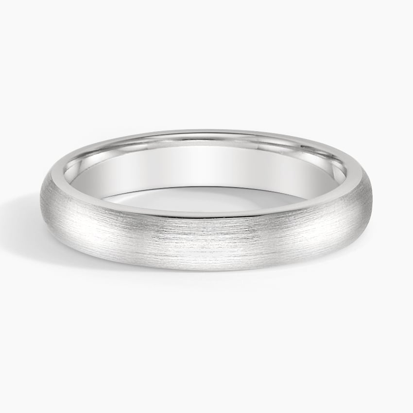 Matte Comfort Fit 4mm Wedding Ring in white gold — top view