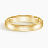 Matte Comfort Fit 4mm Wedding Ring in yellow gold — top view