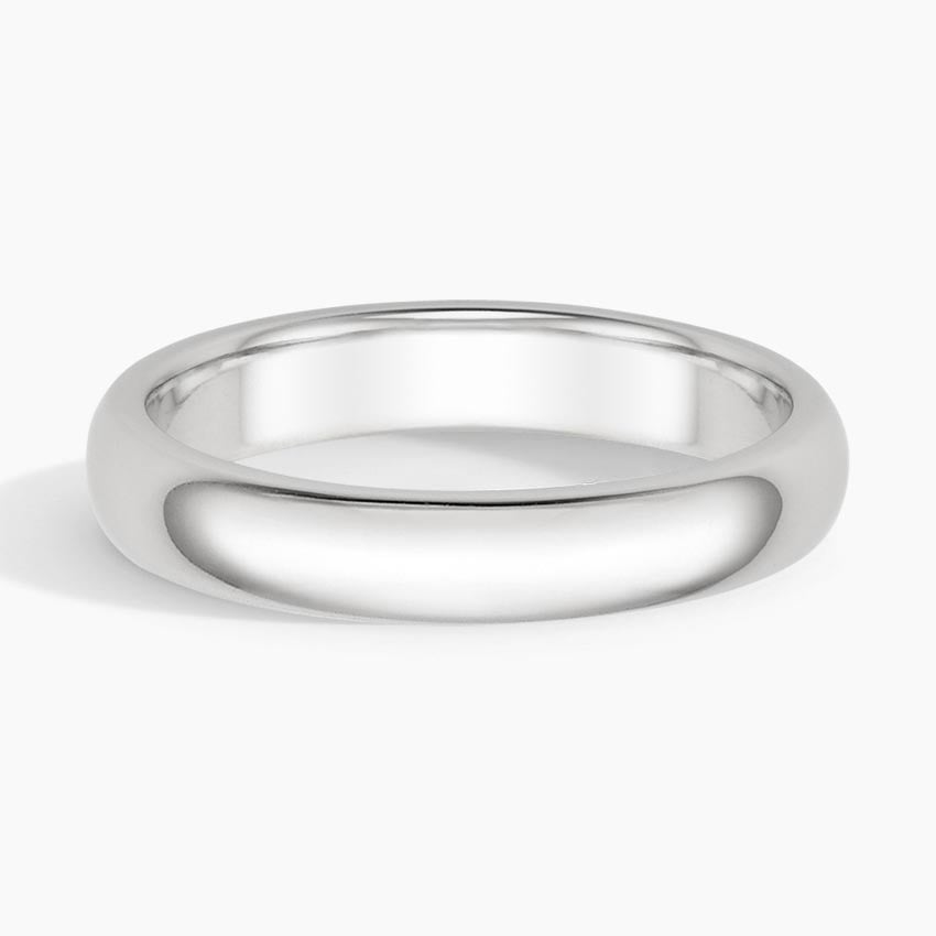Comfort Fit 4mm Wedding Ring in white gold — top view