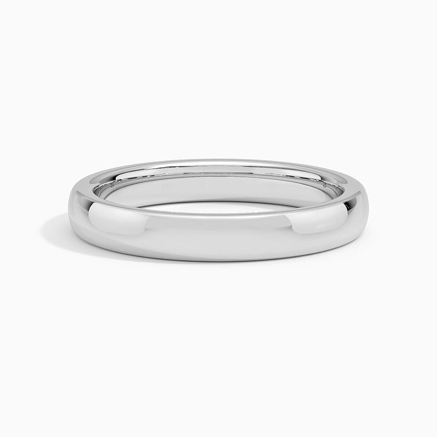 3mm Comfort Fit Wedding Ring in white gold — top view