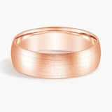 Matte Comfort Fit 6mm Wedding Ring in rose gold — top view