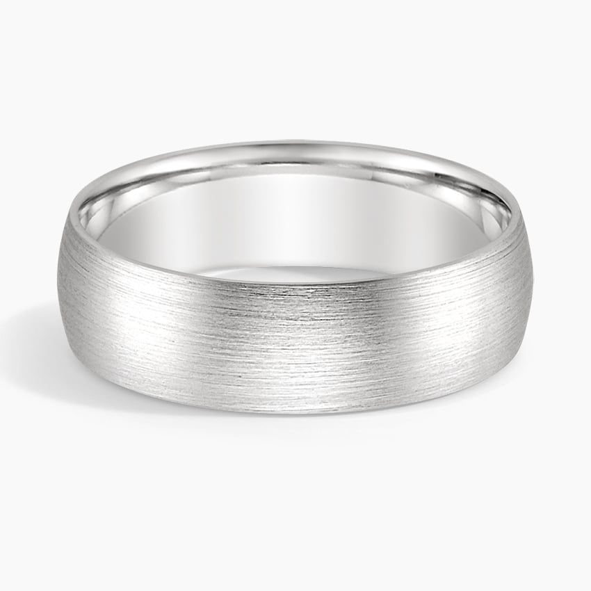 Matte Comfort Fit 6mm Wedding Ring in white gold — top view
