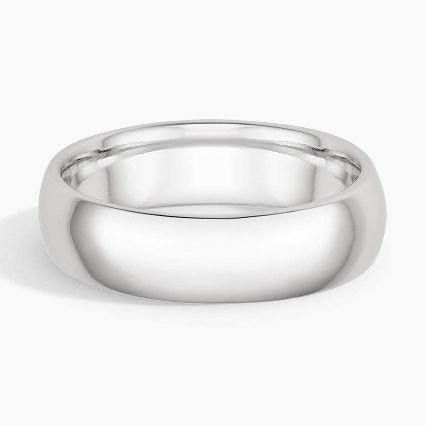 Comfort Fit 6mm Wedding Ring in white gold — top view