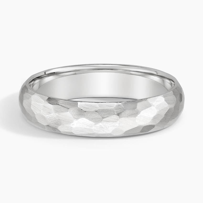 Canyon 5mm Wedding Ring in white gold — top view