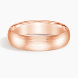 Matte Comfort Fit 5mm Wedding Ring in rose gold — top view