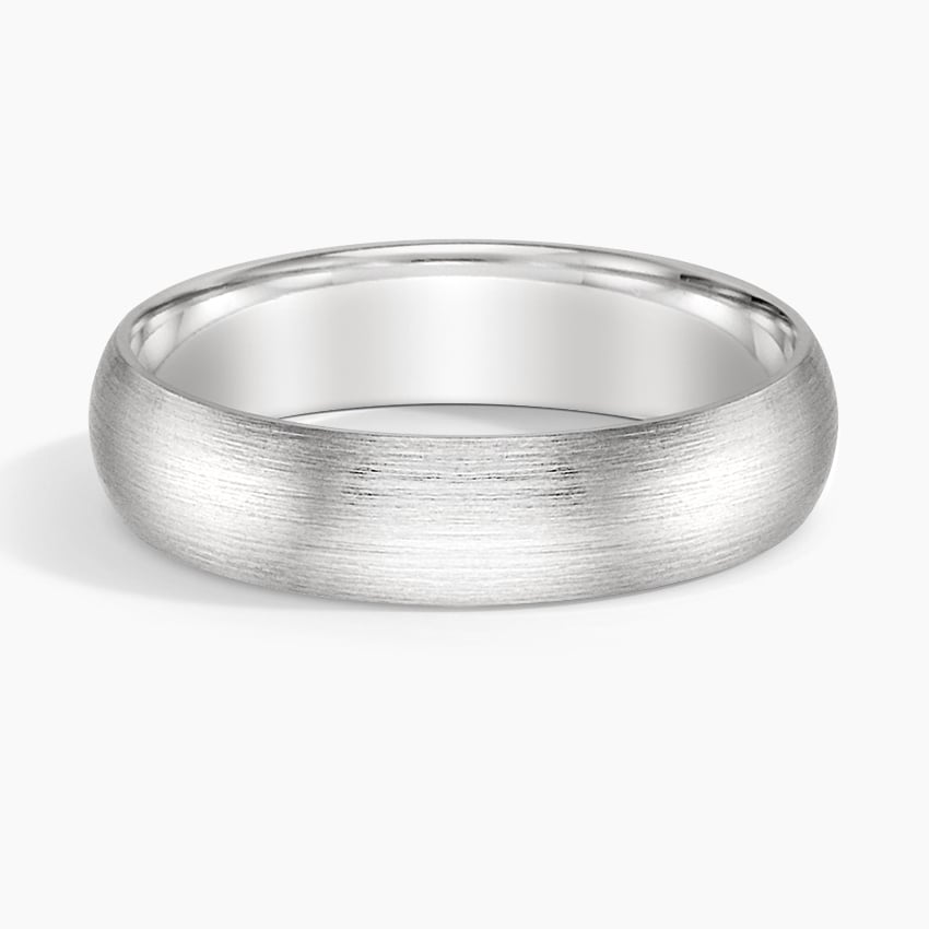 Matte Comfort Fit 5mm Wedding Ring in white gold — top view