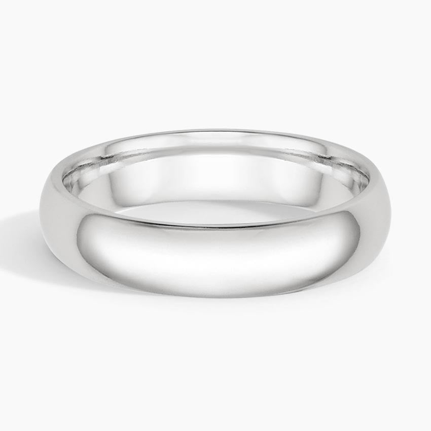 Comfort Fit 5mm Wedding Ring in white gold — top view