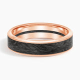Blaze Black 6mm Wedding Ring in rose gold — top view
