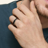 Blaze Black 6mm Wedding Ring in white gold