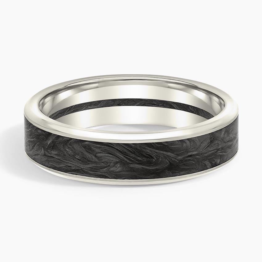 Blaze Black 6mm Wedding Ring in white gold — top view