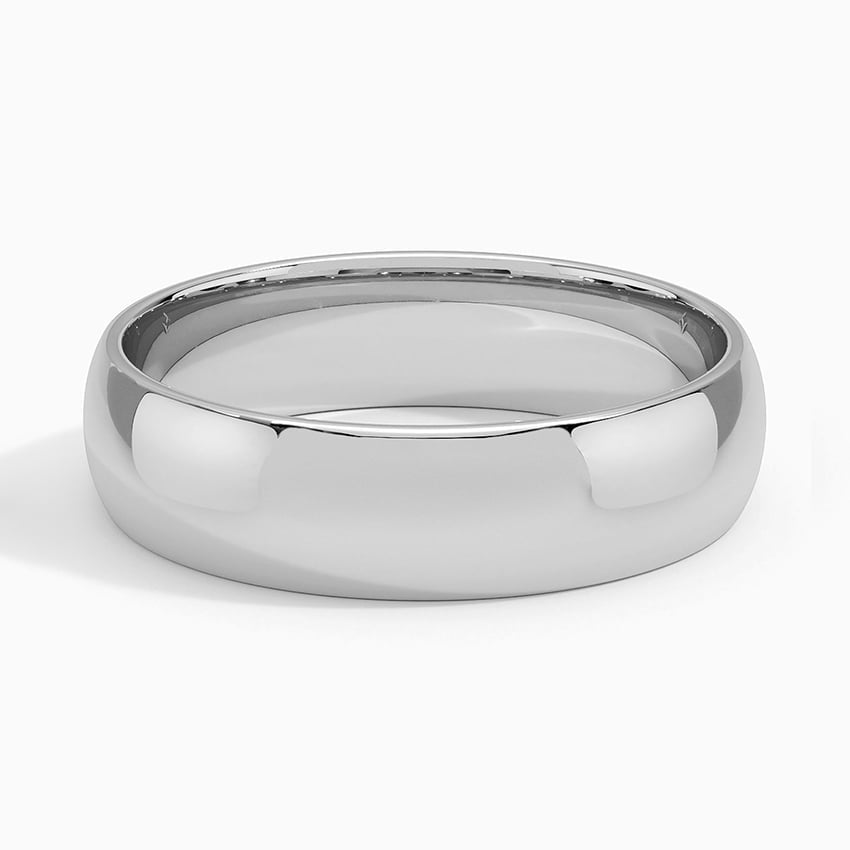 Comfort Fit 5.5mm Wedding Ring in white gold — top view