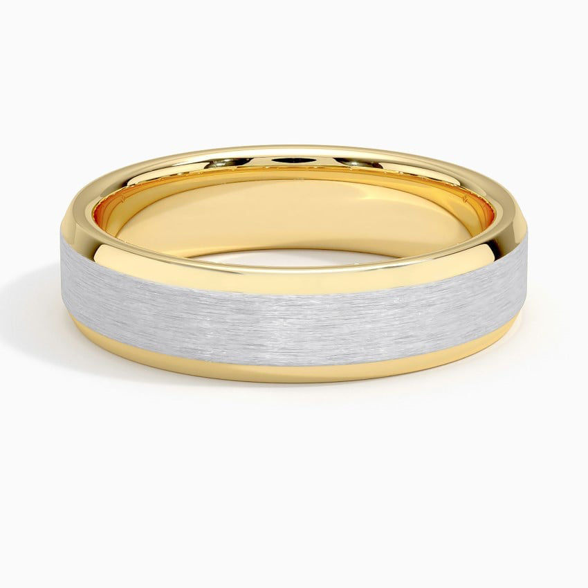 Emery 5.5mm Wedding Ring in yellow gold — top view