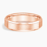 Beveled Edge Matte 5.5mm Wedding Ring in rose gold — top view