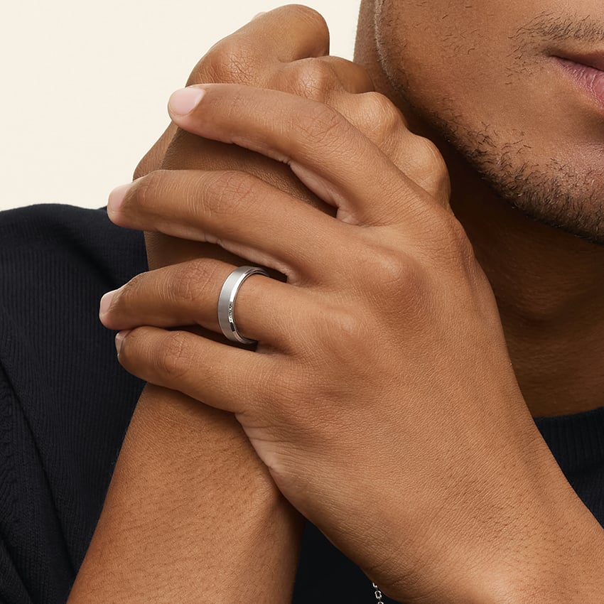 Beveled Edge Matte 5.5mm Wedding Ring