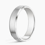 Beveled Edge Matte 5.5mm Wedding Ring in white gold