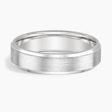 Beveled Edge Matte 5.5mm Wedding Ring in white gold — top view