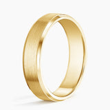 Beveled Edge Matte 5.5mm Wedding Ring in yellow gold