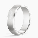 Beveled Edge Matte 6.5mm Wedding Ring in white gold