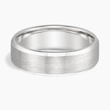 Beveled Edge Matte 6.5mm Wedding Ring in white gold — top view