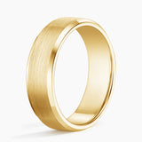 Beveled Edge Matte 6.5mm Wedding Ring in yellow gold