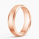 Beveled Edge Matte with Grooves 6mm Wedding Ring in rose gold