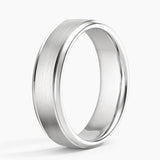 Beveled Edge Matte with Grooves 6mm Wedding Ring in white gold