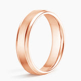 Beveled Edge Matte with Grooves 5mm Wedding Ring in rose gold