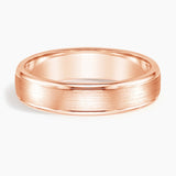 Beveled Edge Matte with Grooves 5mm Wedding Ring in rose gold — top view
