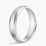 Beveled Edge Matte with Grooves 5mm Wedding Ring in white gold
