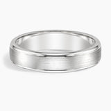 Beveled Edge Matte with Grooves 5mm Wedding Ring in white gold — top view