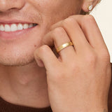 Beveled Edge Matte with Grooves 5mm Wedding Ring in yellow gold