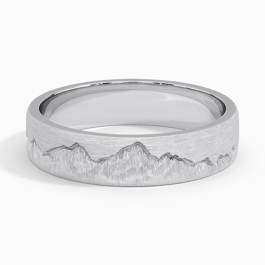 Everest 5mm Wedding Ring in white gold — top view