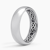 Hidden Celtic Knot 6mm Wedding Ring in white gold — side view
