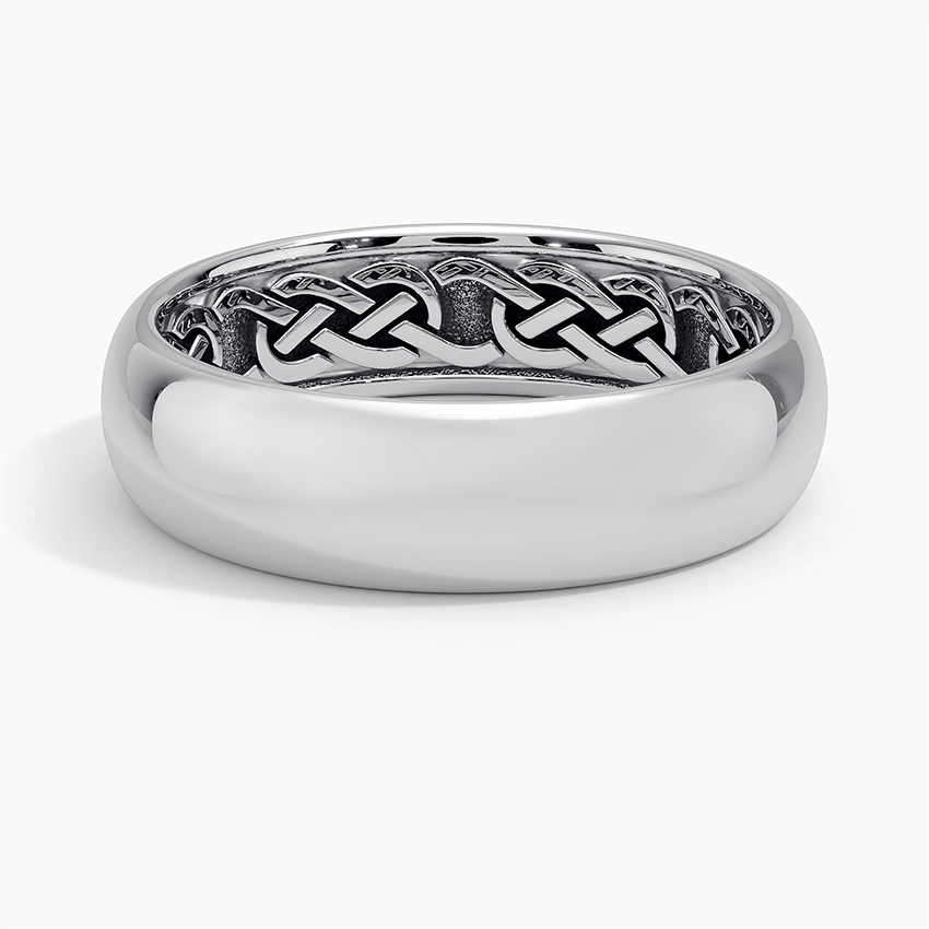 Hidden Celtic Knot 6mm Wedding Ring in white gold — top view