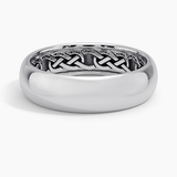 Hidden Celtic Knot 6mm Wedding Ring in white gold — top view