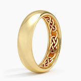 Hidden Celtic Knot 6mm Wedding Ring in yellow gold — side view