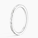 Matte Hammered Petite Comfort Fit Wedding Ring in white gold