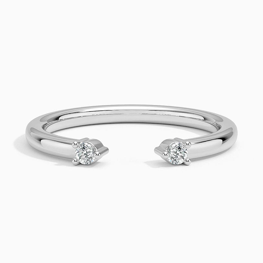 Wren Diamond Open Ring in white gold — top view