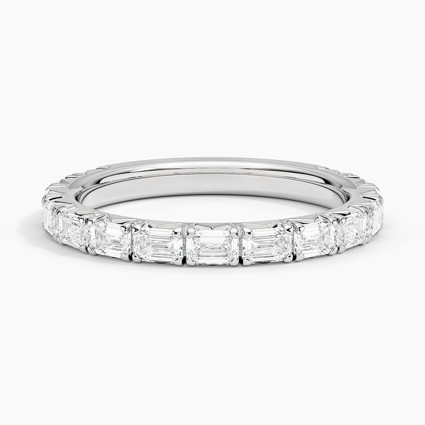 Nathalie Emerald Cut Lab Diamond Ring in white gold — top view