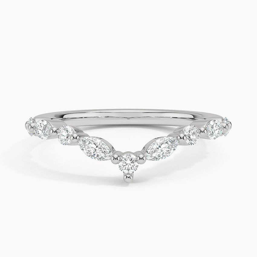 Curved Versailles Diamond Ring in white gold — top view