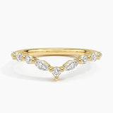 Curved Versailles Lab Diamond Ring in yellow gold — top view