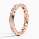 Chloe Flush Set Emerald Cut Lab Diamond Ring in rose gold — side view