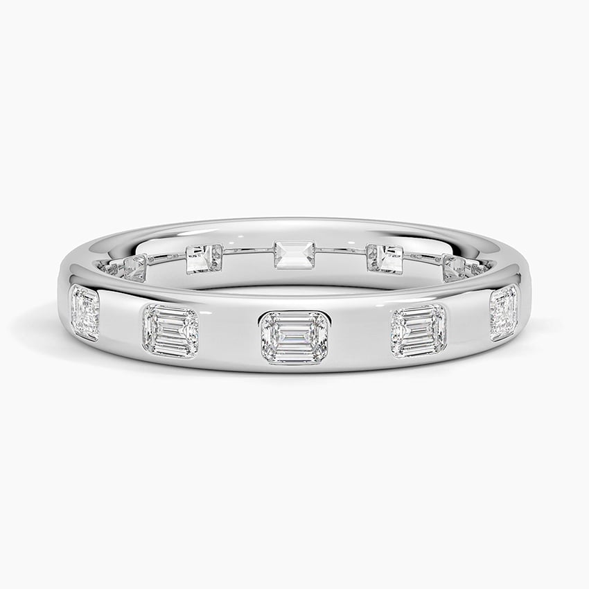 Chloe Flush Set Emerald Cut Lab Diamond Ring in white gold — top view