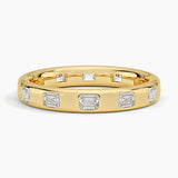 Chloe Flush Set Emerald Cut Lab Diamond Ring in yellow gold — top view