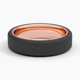 Jett Black 6mm Wedding Ring in rose gold — top view