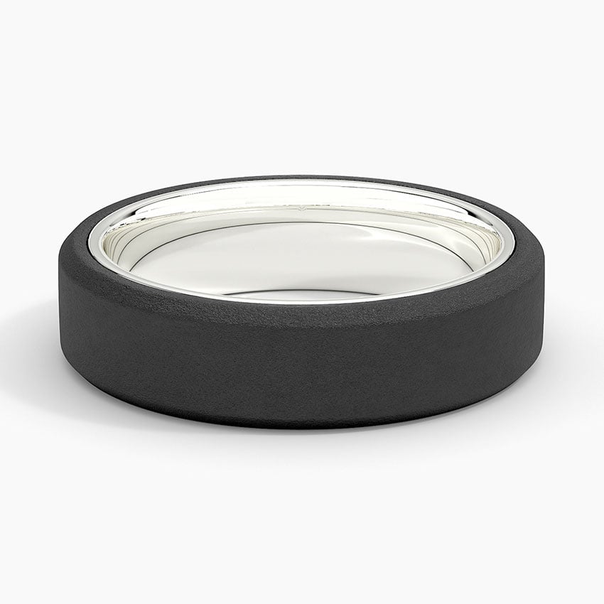 Jett Black 6mm Wedding Ring in white gold — top view
