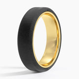 Jett Black 6mm Wedding Ring in yellow gold — side view