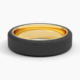 Jett Black 6mm Wedding Ring in yellow gold — top view